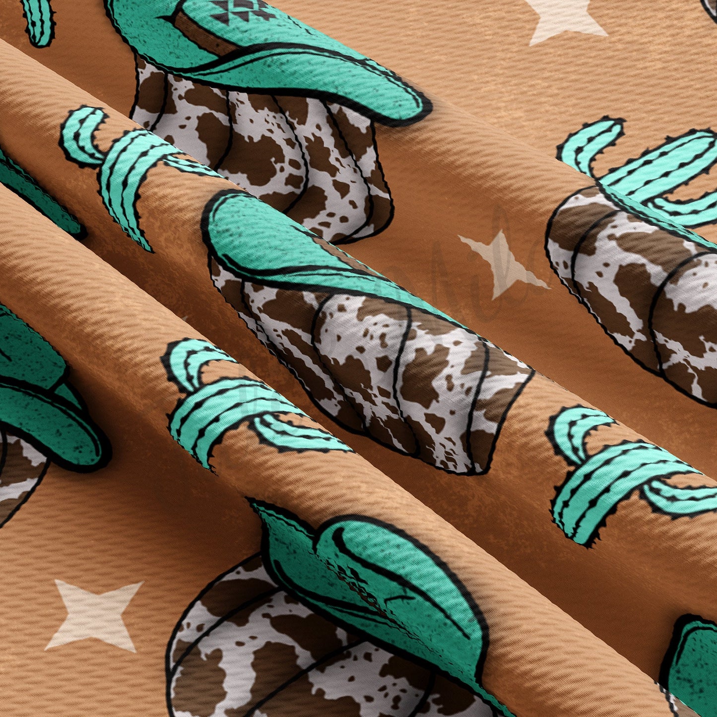 Pumpkin Cowboy Western  Bullet Textured Fabric AA950