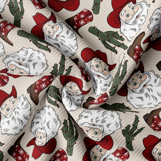 Christmas Santa Western  Bullet Textured Fabric AA1070