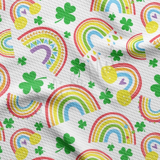 St. Patrick&#39;s Day Printed Liverpool Bullet Textured Fabric by the yard 4Way Stretch Solid Strip Thick Knit Jersey Liverpool Fabric9