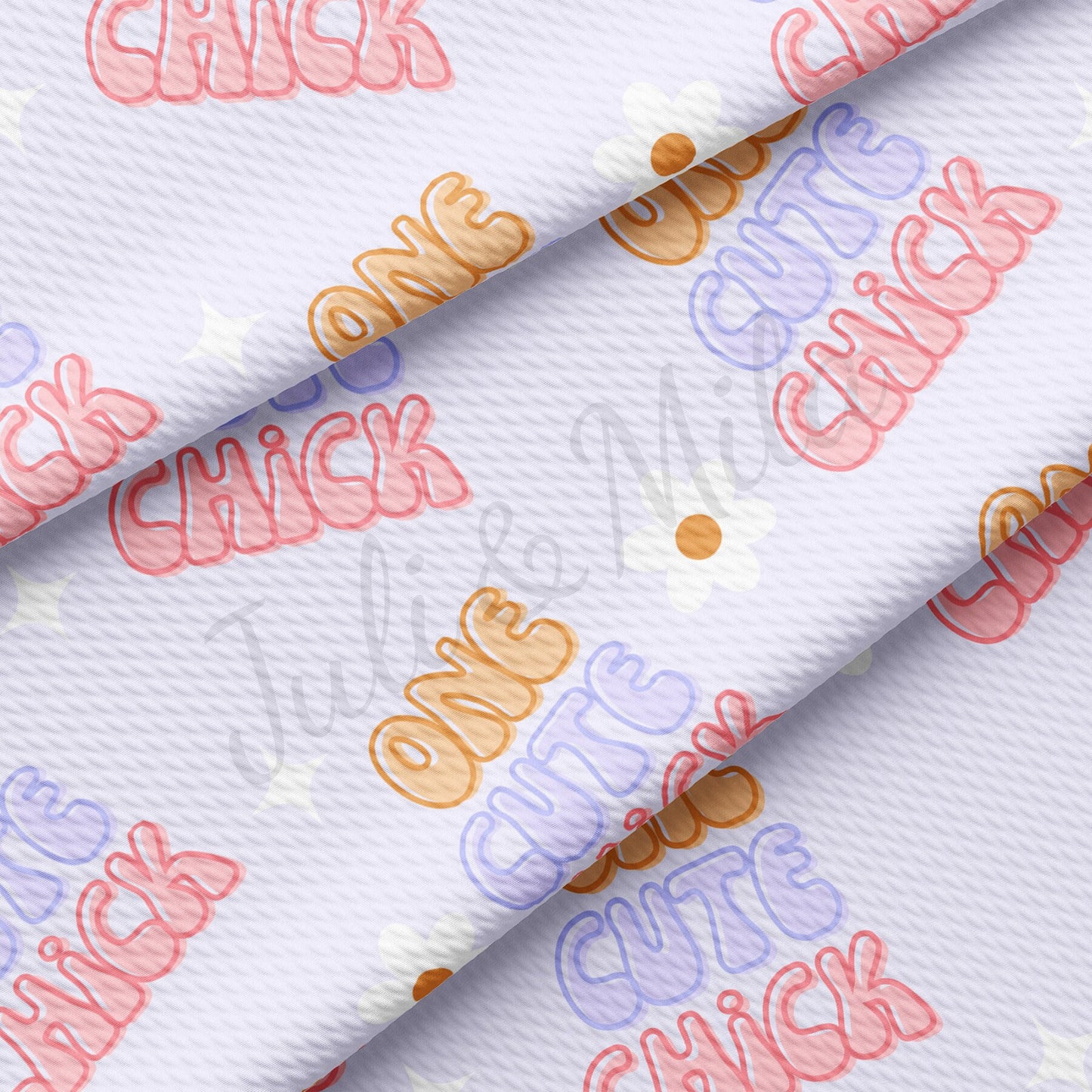 One Cute Chick Easter Printed  Bullet Textured Fabric AA1401
