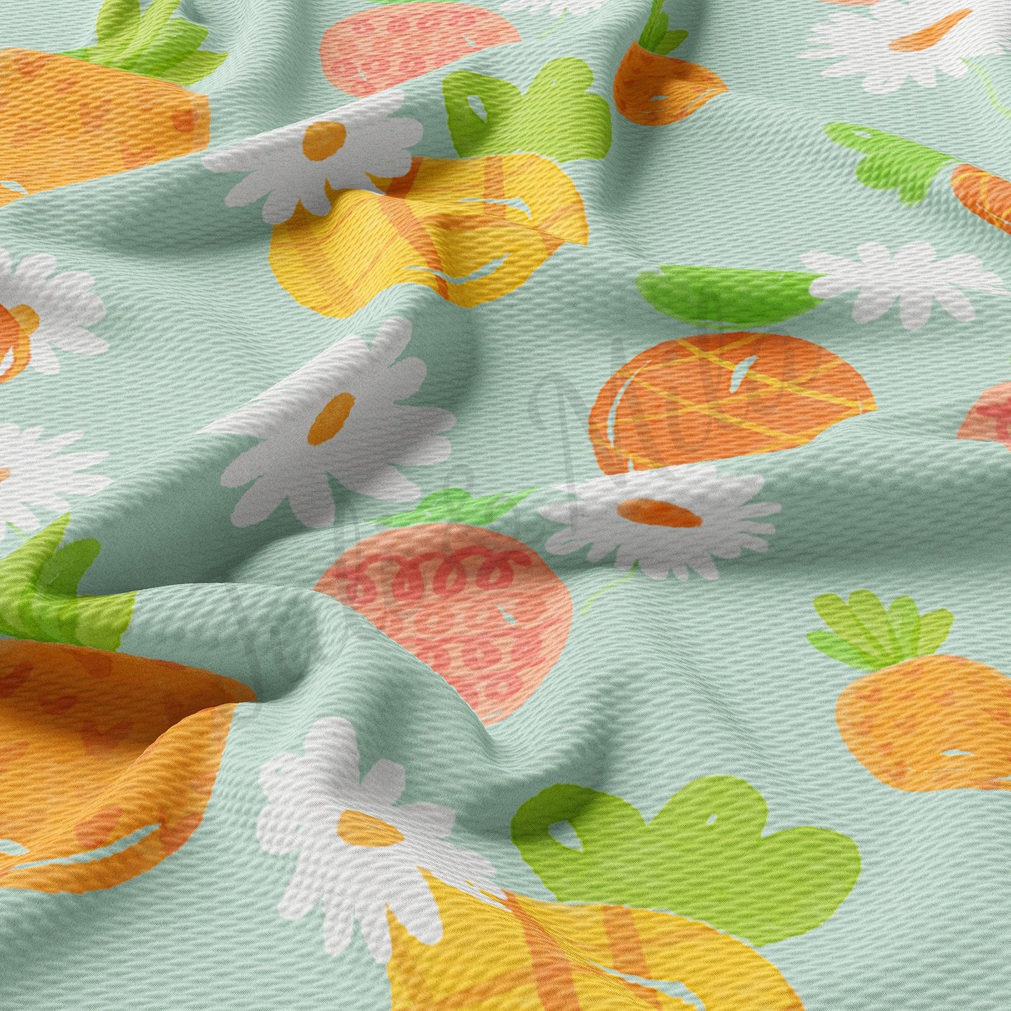 Summer Pineapple Printed Bullet Textured Fabric AA1457