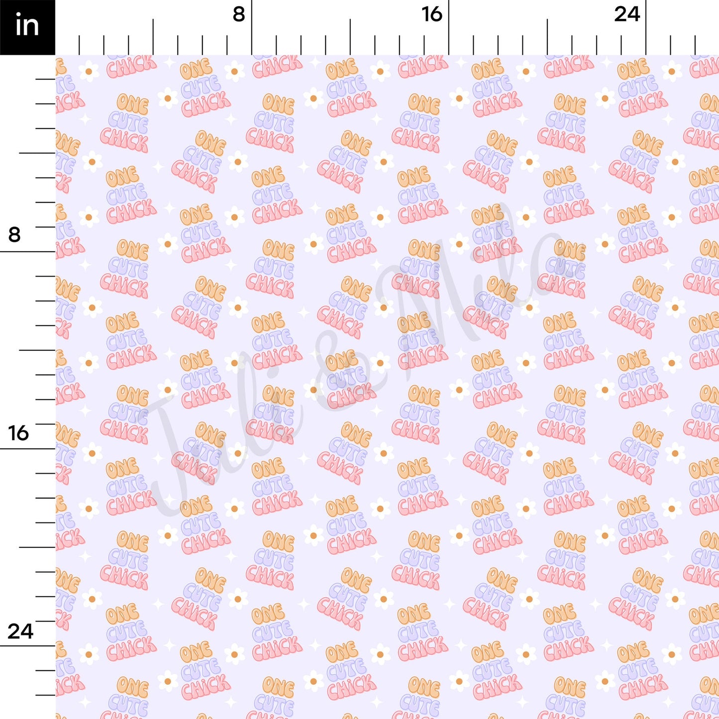 One Cute Chick Easter Printed  Bullet Textured Fabric AA1401