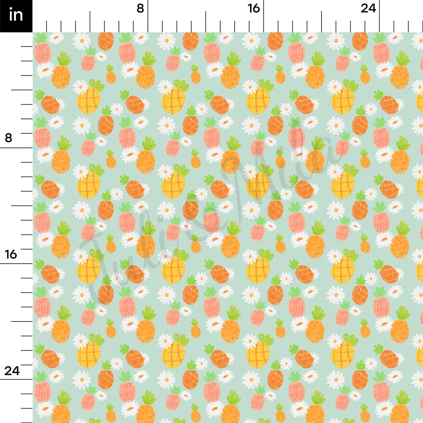 Summer Pineapple Printed Bullet Textured Fabric AA1457