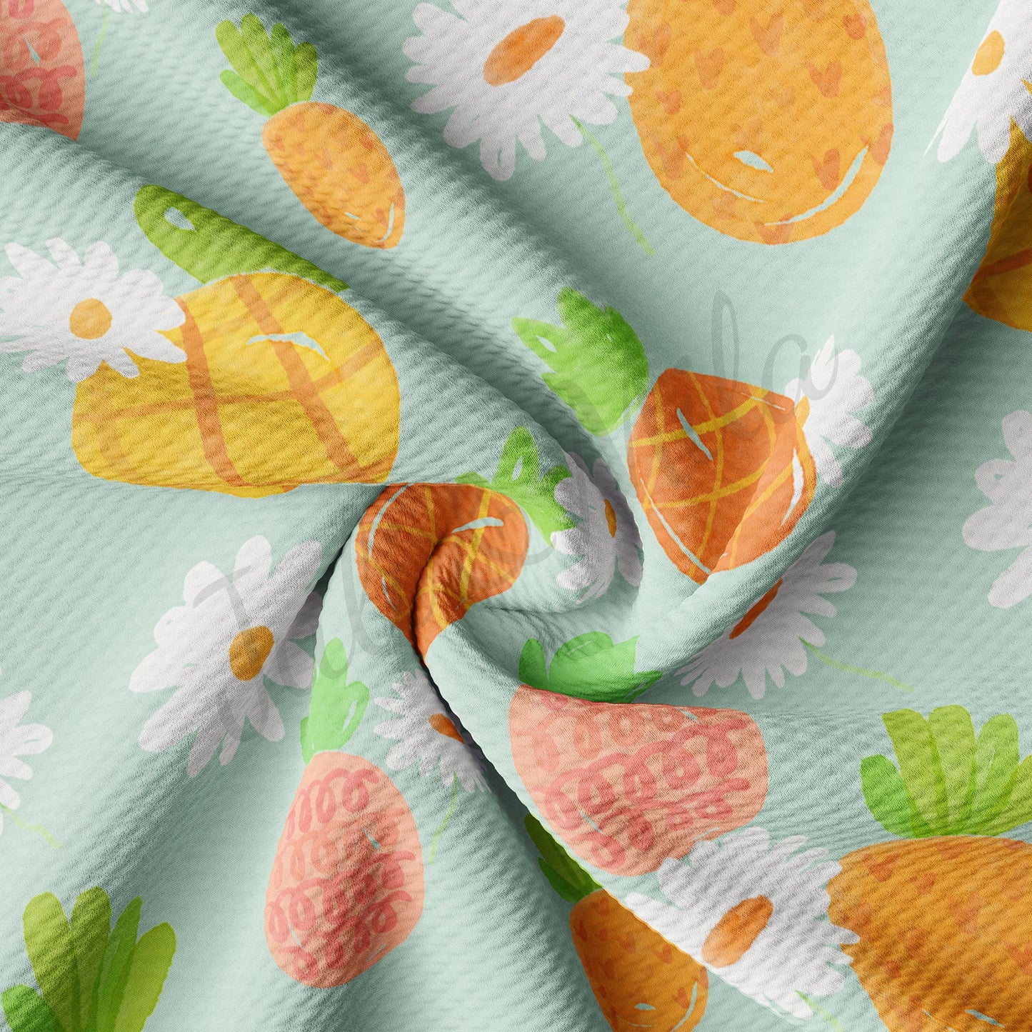 Summer Pineapple Printed Bullet Textured Fabric AA1457