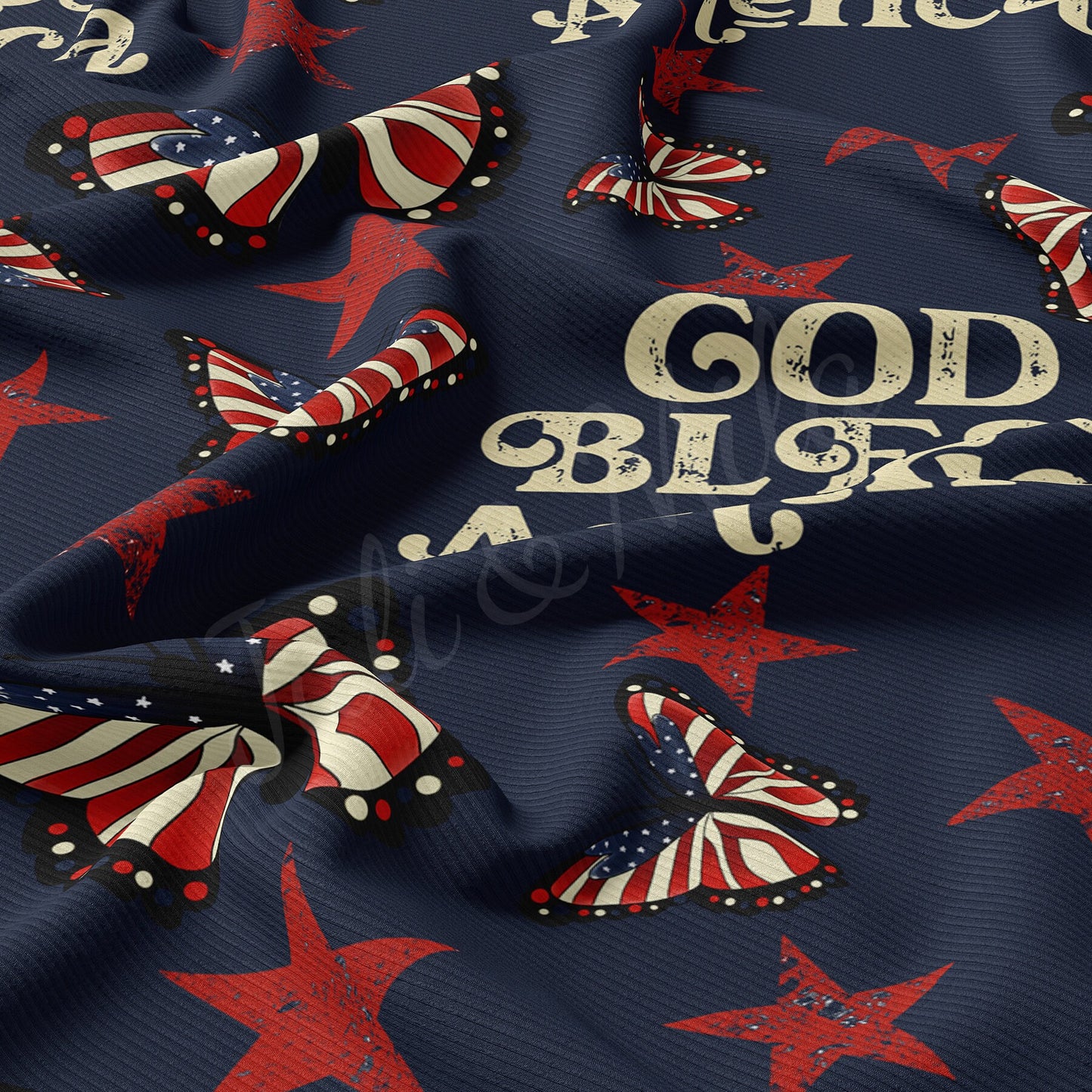 Rib Knit Fabric  RBK1501 4th of July Patriotic