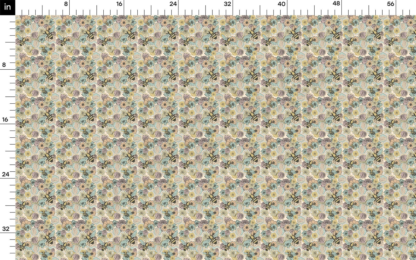 Floral Bees Summer  Bullet Textured Fabric by the yard AA1560