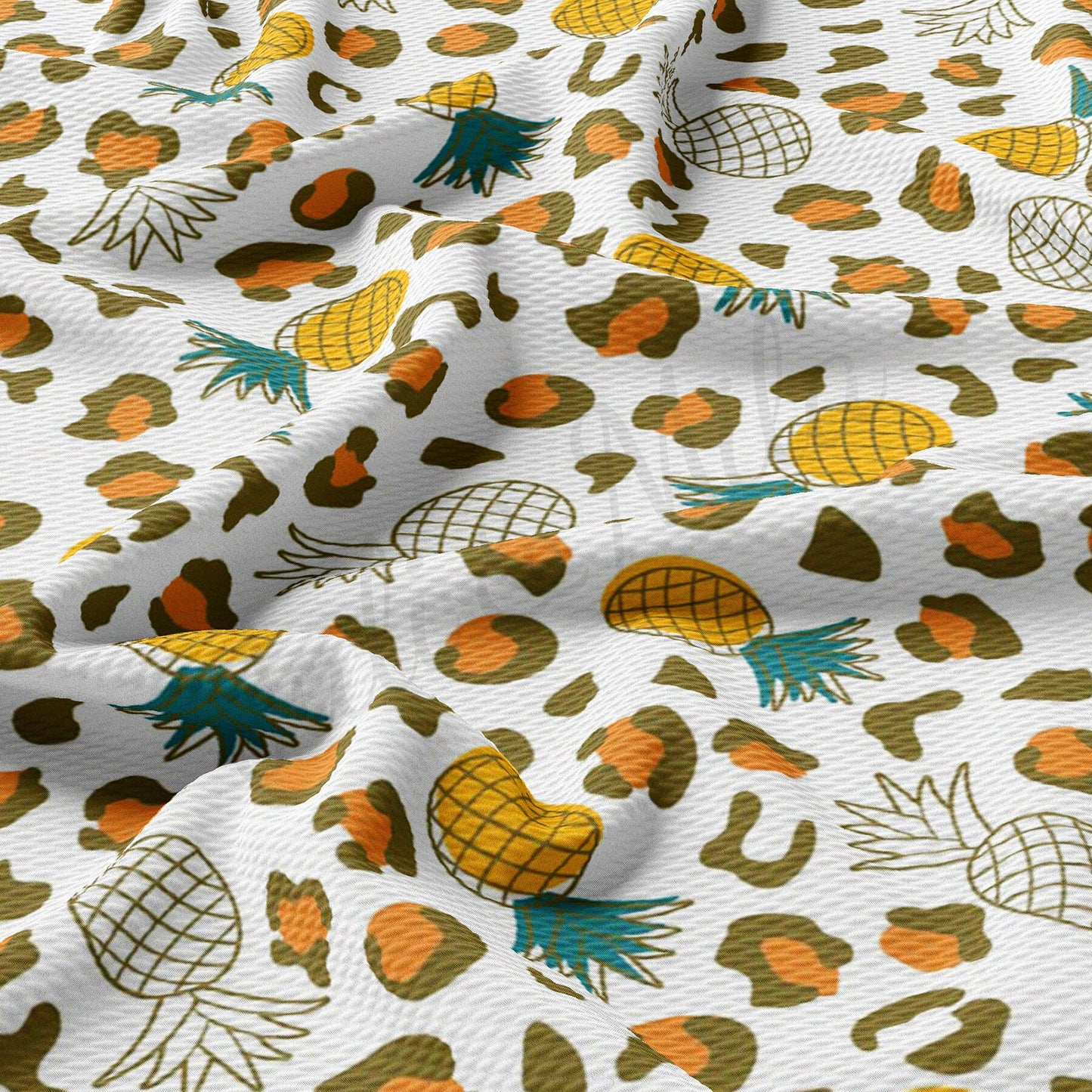 Pineapple Cheetah Leopard Summer  Bullet Textured Fabric by the yard AA1615