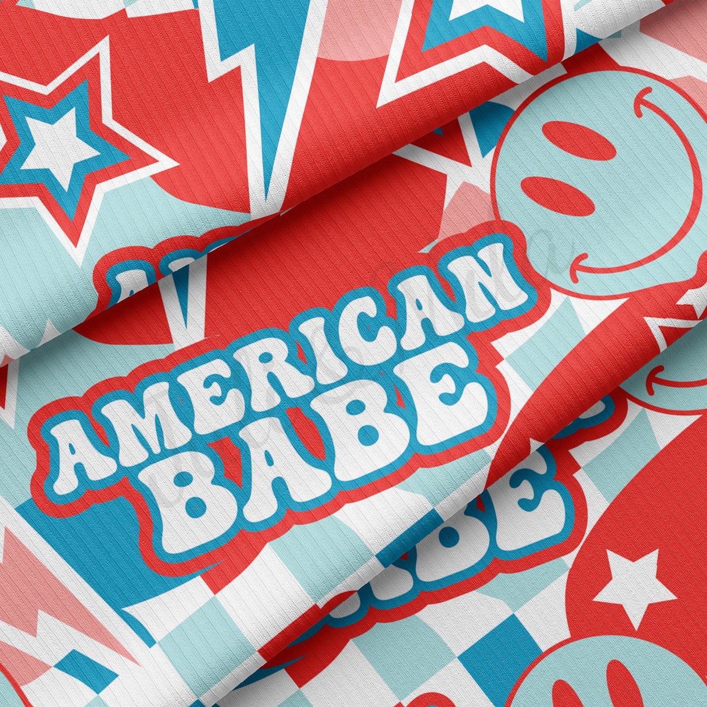 4th of July Patriotic Rib Knit Fabric  RBK1544