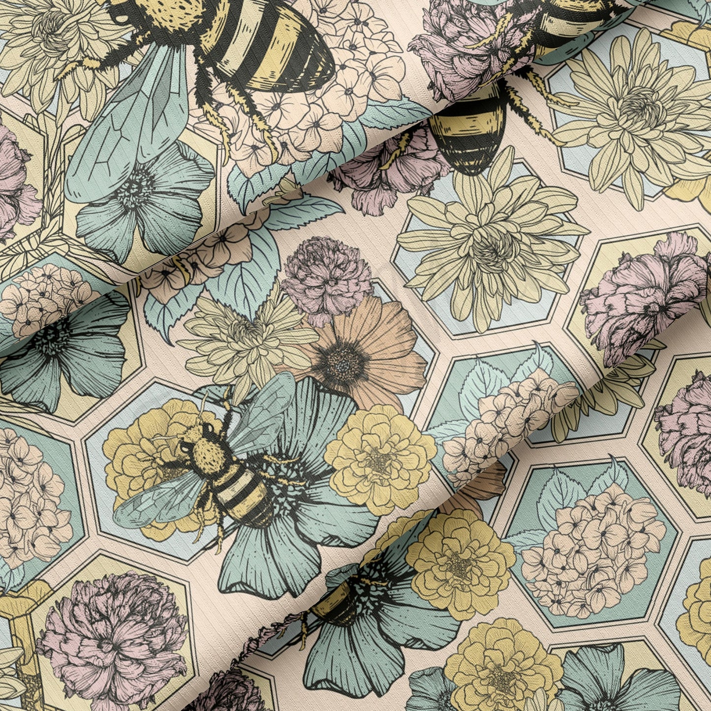 Floral Rib Knit Fabric  RBK1560