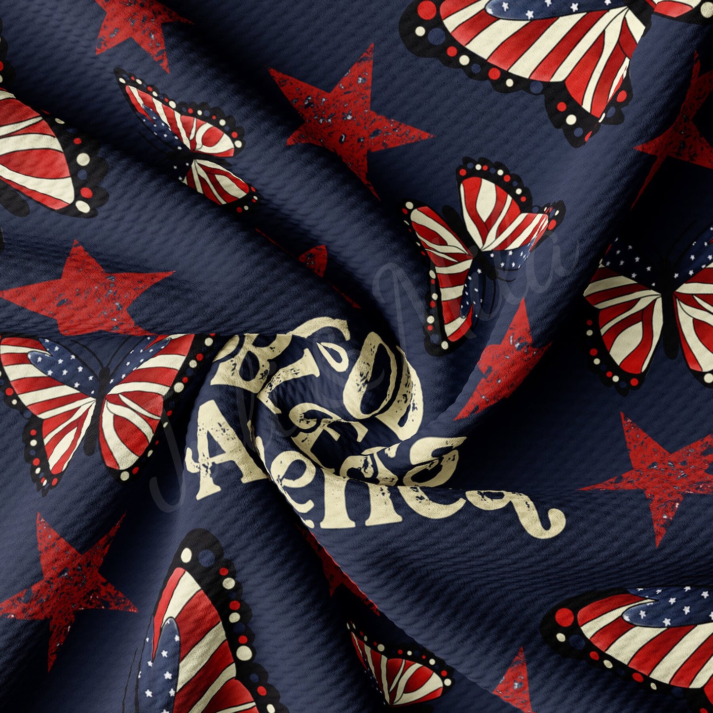 God Bless America 4th of July Bullet Textured Fabric  AA1501