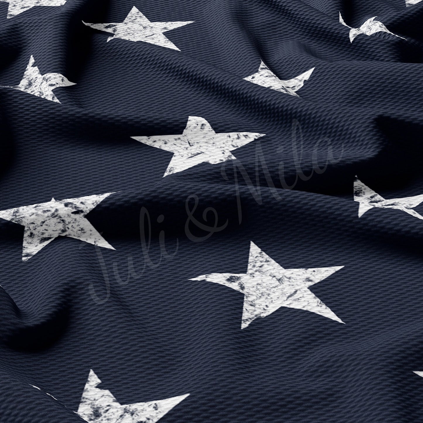 4th of July Navy Stars Patriotic Bullet Textured Fabric AA1533