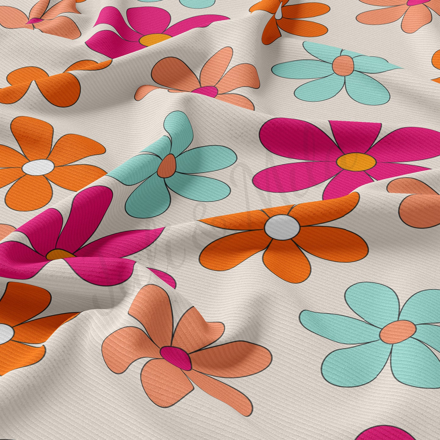 Floral Rib Knit Fabric RBK1570