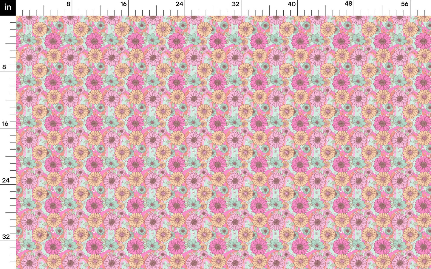 Rib Knit Fabric Floral