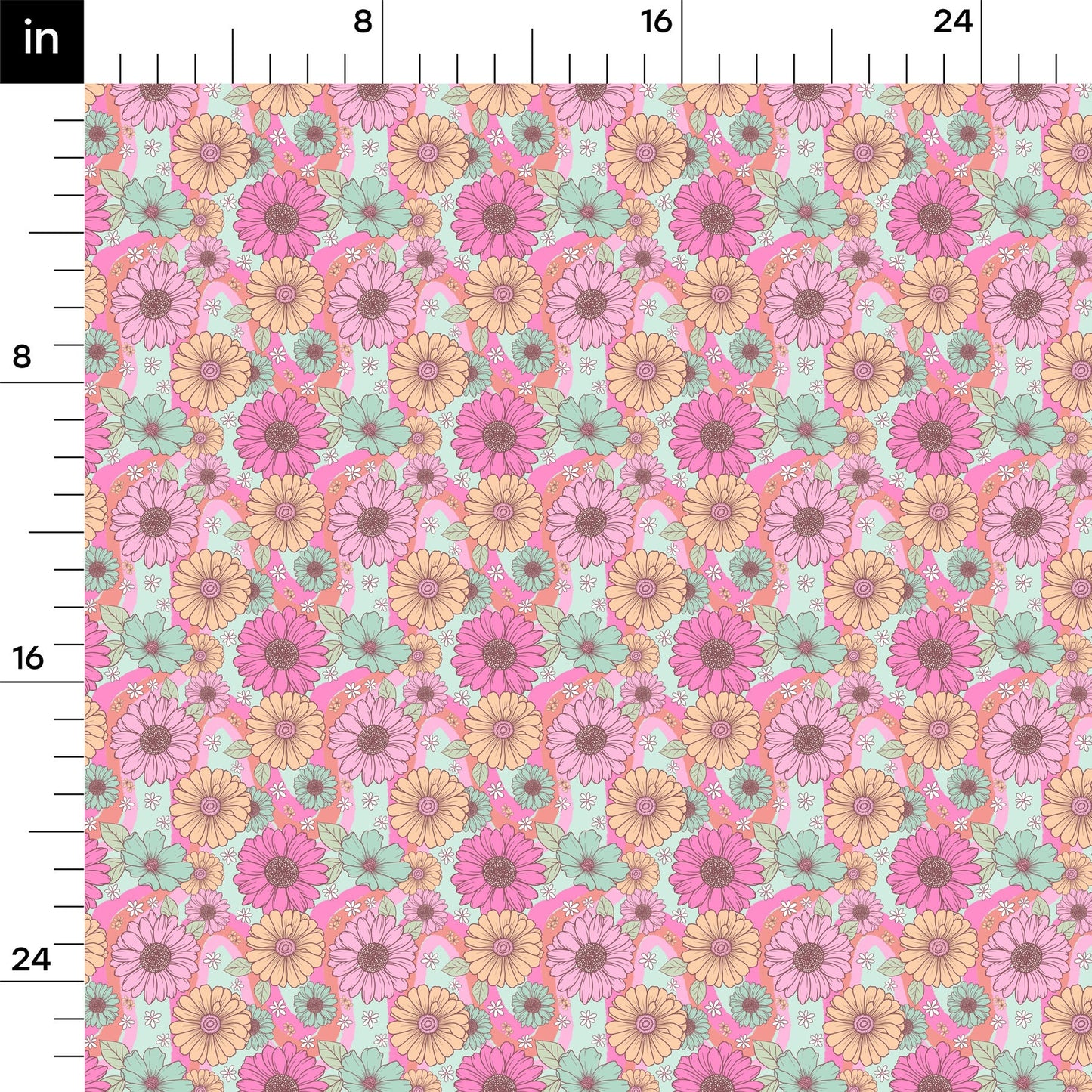 Rib Knit Fabric Floral