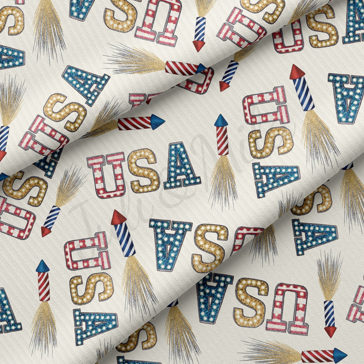 Rib Knit Fabric RBK1635 4th of July Patriotic