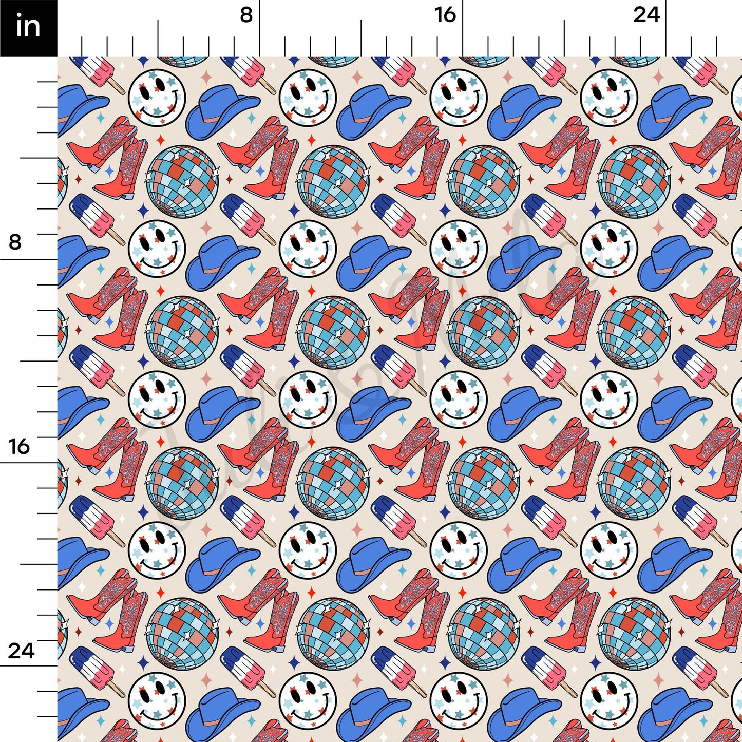 4th of July Patriotic Bullet Textured Fabric  AA1671