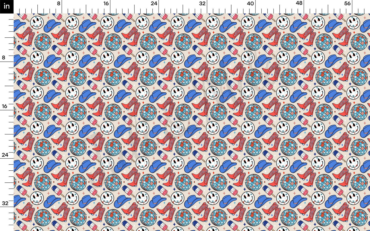 4th of July Patriotic Bullet Textured Fabric  AA1671
