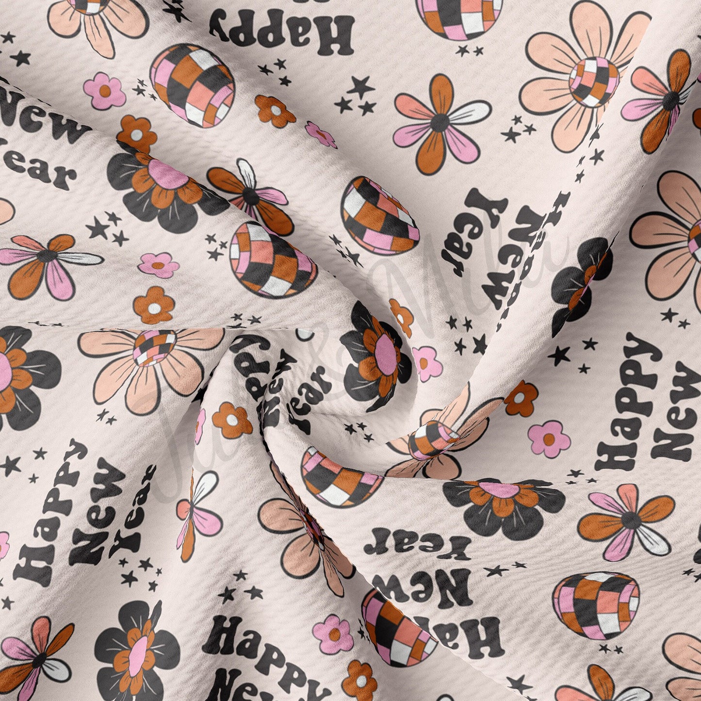 Happy New Year  Bullet Textured Fabric  AA1685