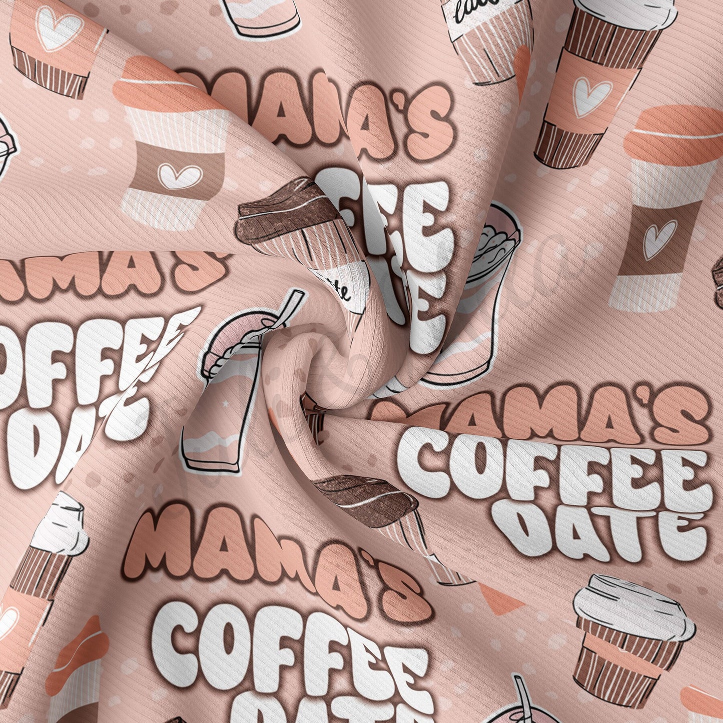 Mama&#39;s Coffee Date Rib Knit Fabric  RBK1510