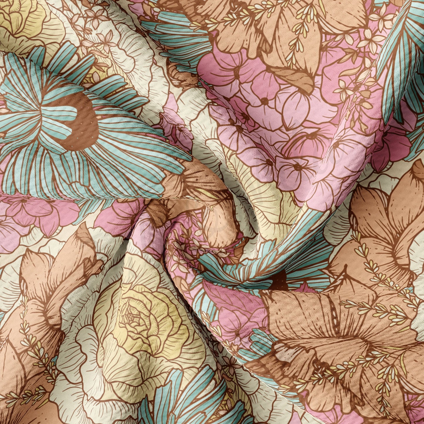 Floral  Bullet Textured Fabric by the yard AA1578