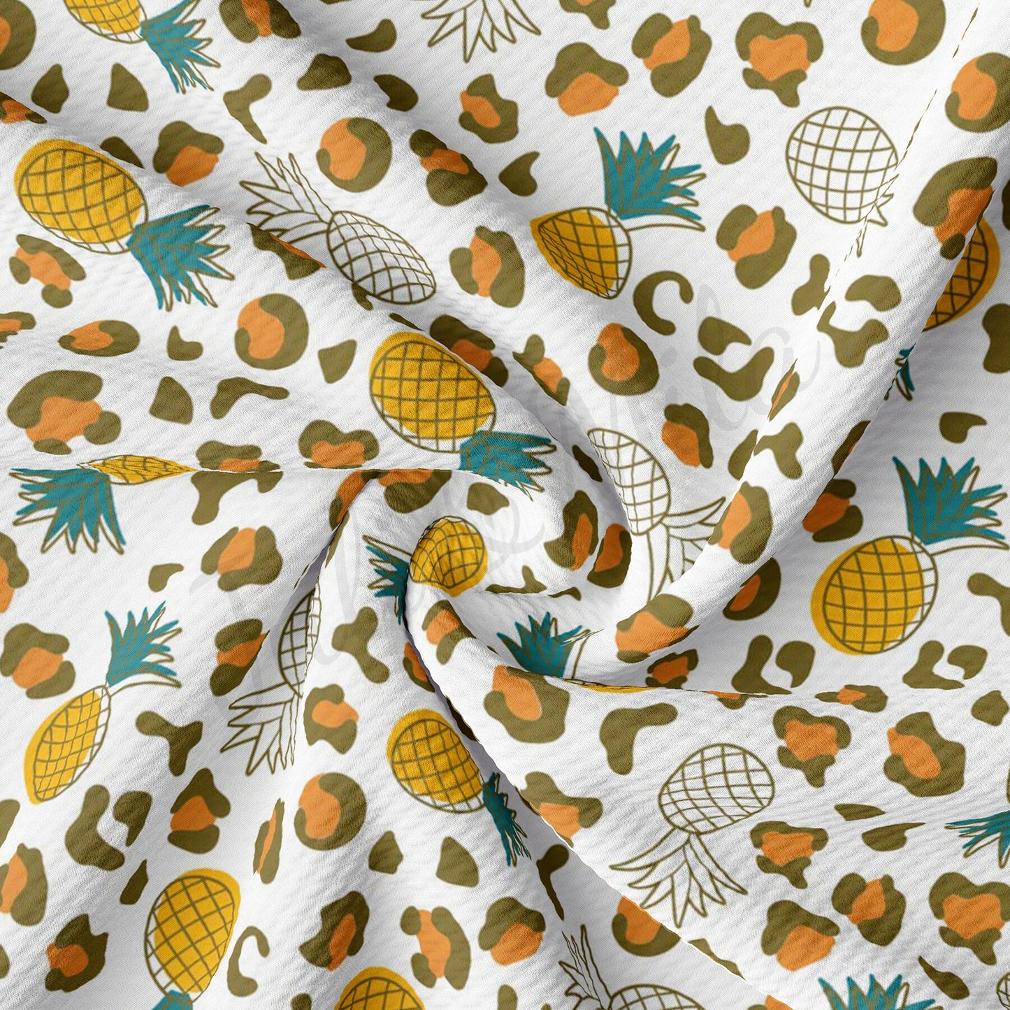 Pineapple Cheetah Leopard Summer  Bullet Textured Fabric by the yard AA1615