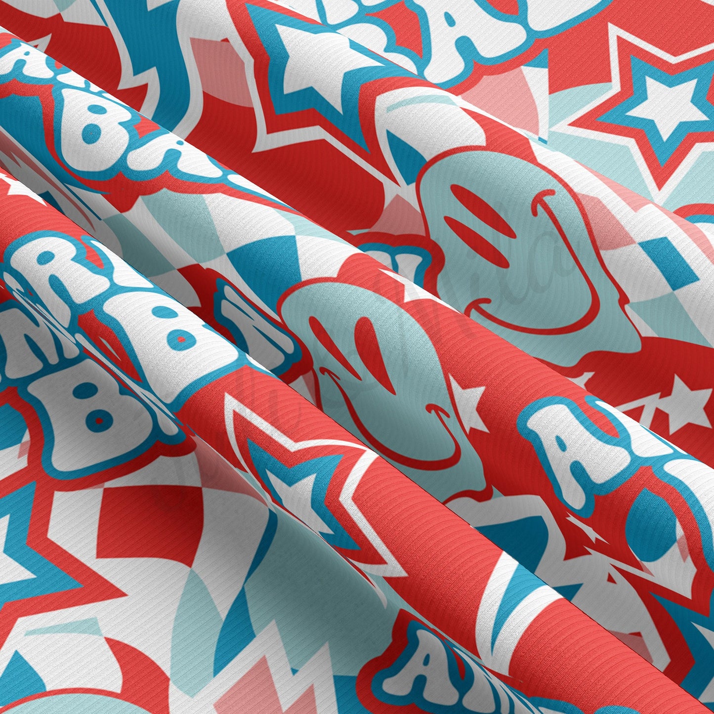 4th of July Patriotic Rib Knit Fabric  RBK1544