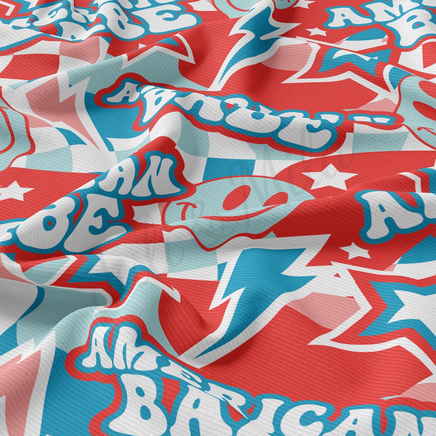 4th of July Patriotic Rib Knit Fabric  RBK1544