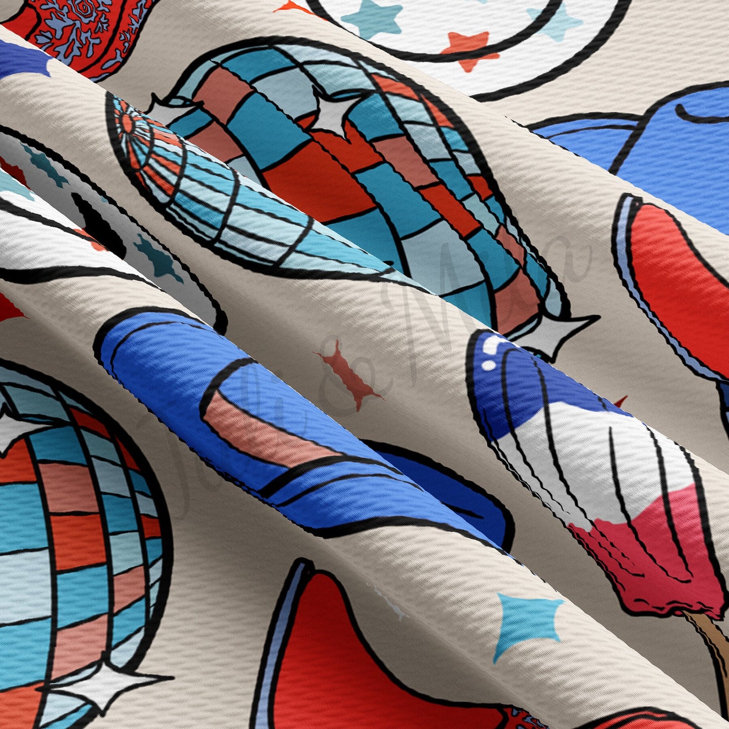 4th of July Patriotic Bullet Textured Fabric  AA1671