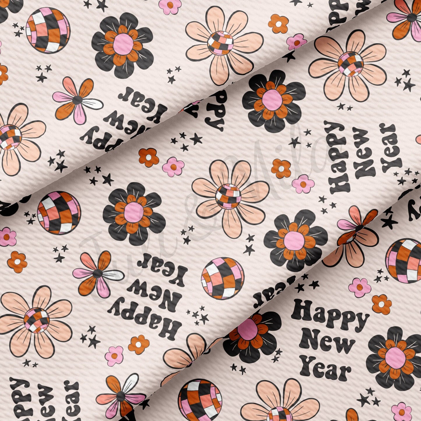 Happy New Year  Bullet Textured Fabric  AA1685