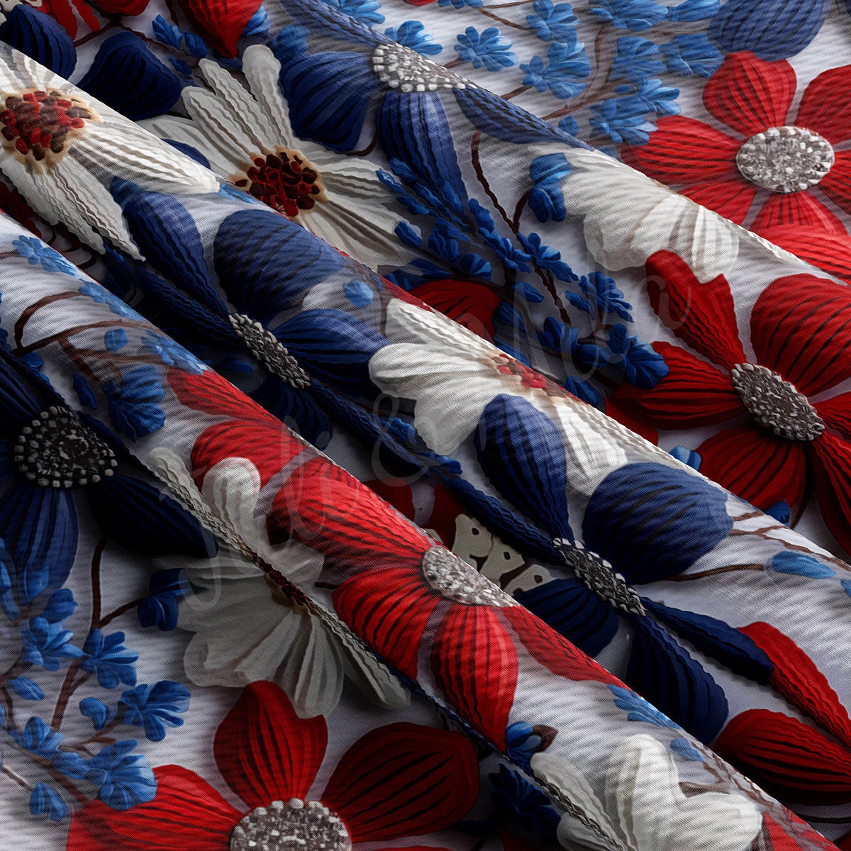 Embroidery Printed Liverpool Bullet Textured Fabric  AA1787