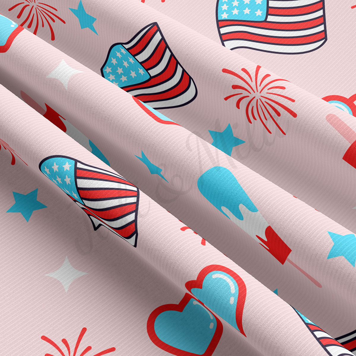 4th of July Patriotic Rib Knit Fabric RBK1781