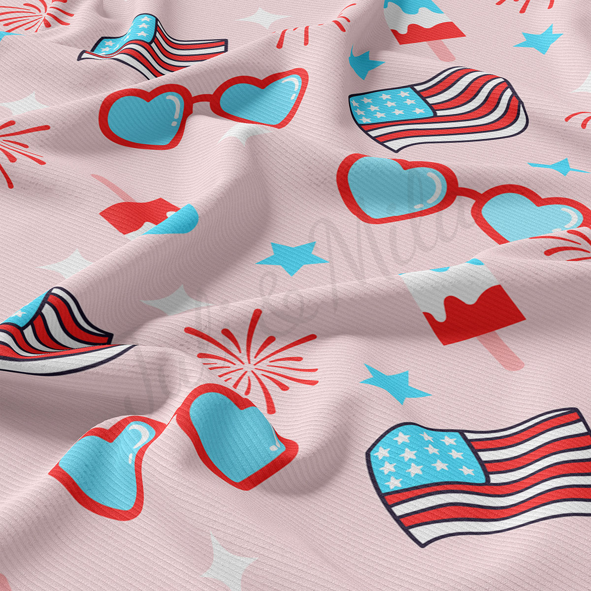 4th of July Patriotic Rib Knit Fabric RBK1781