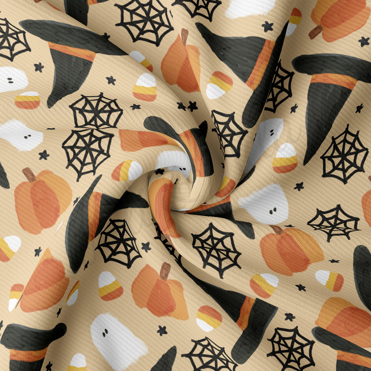 Autumn Fall Halloween Rib Knit Fabric RBK1829