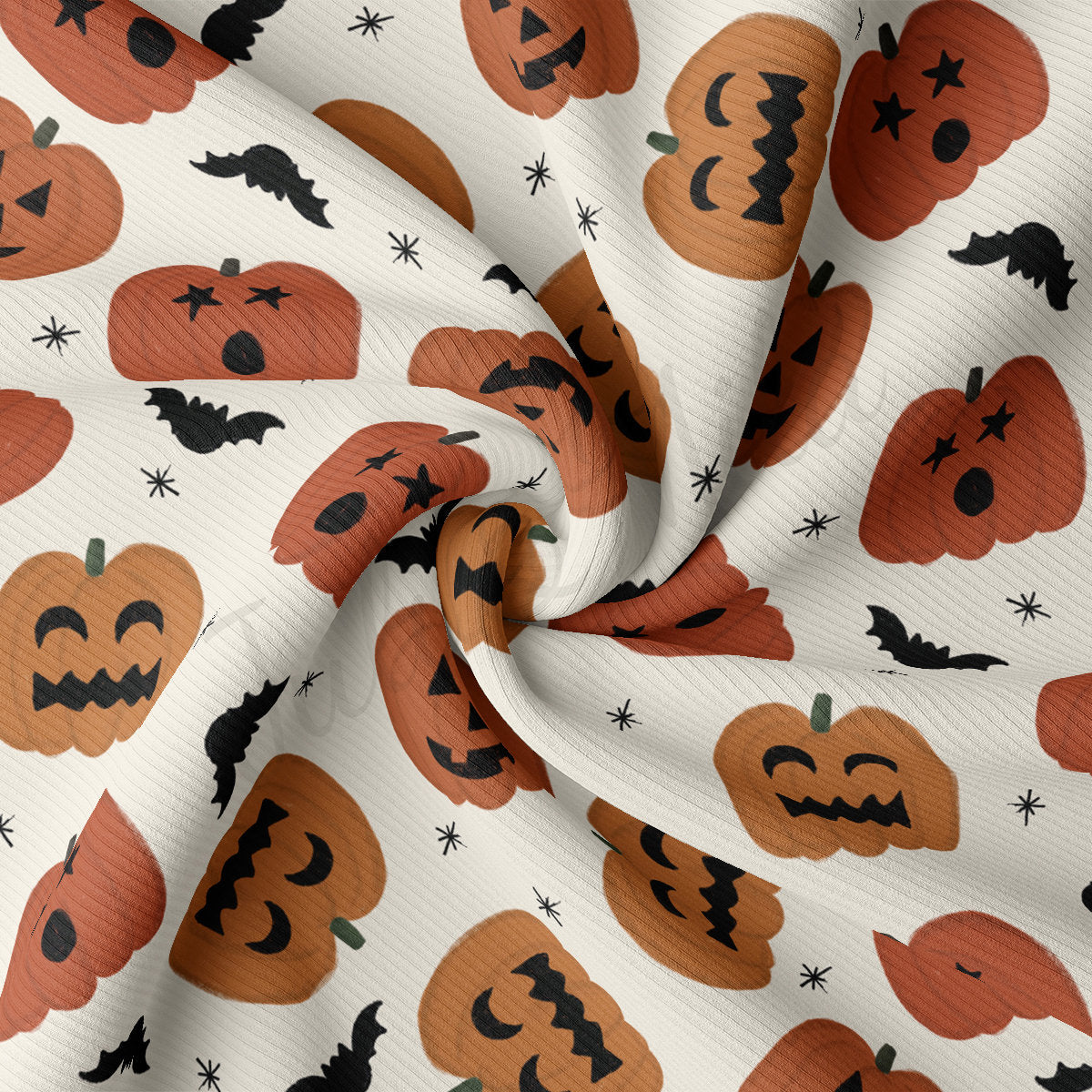 Autumn Fall Halloween Rib Knit Fabric  RBK1838