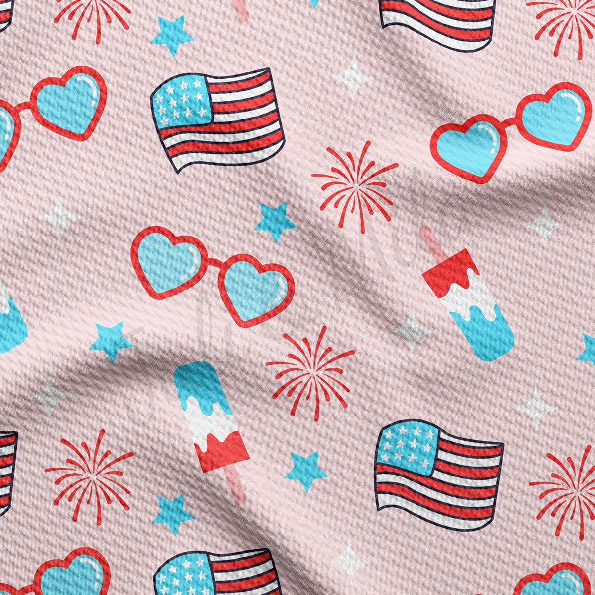 4th of July Patriotic Bullet Textured Fabric AA1781
