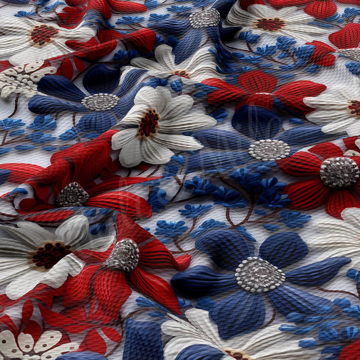 Embroidery Printed Liverpool Bullet Textured Fabric  AA1787