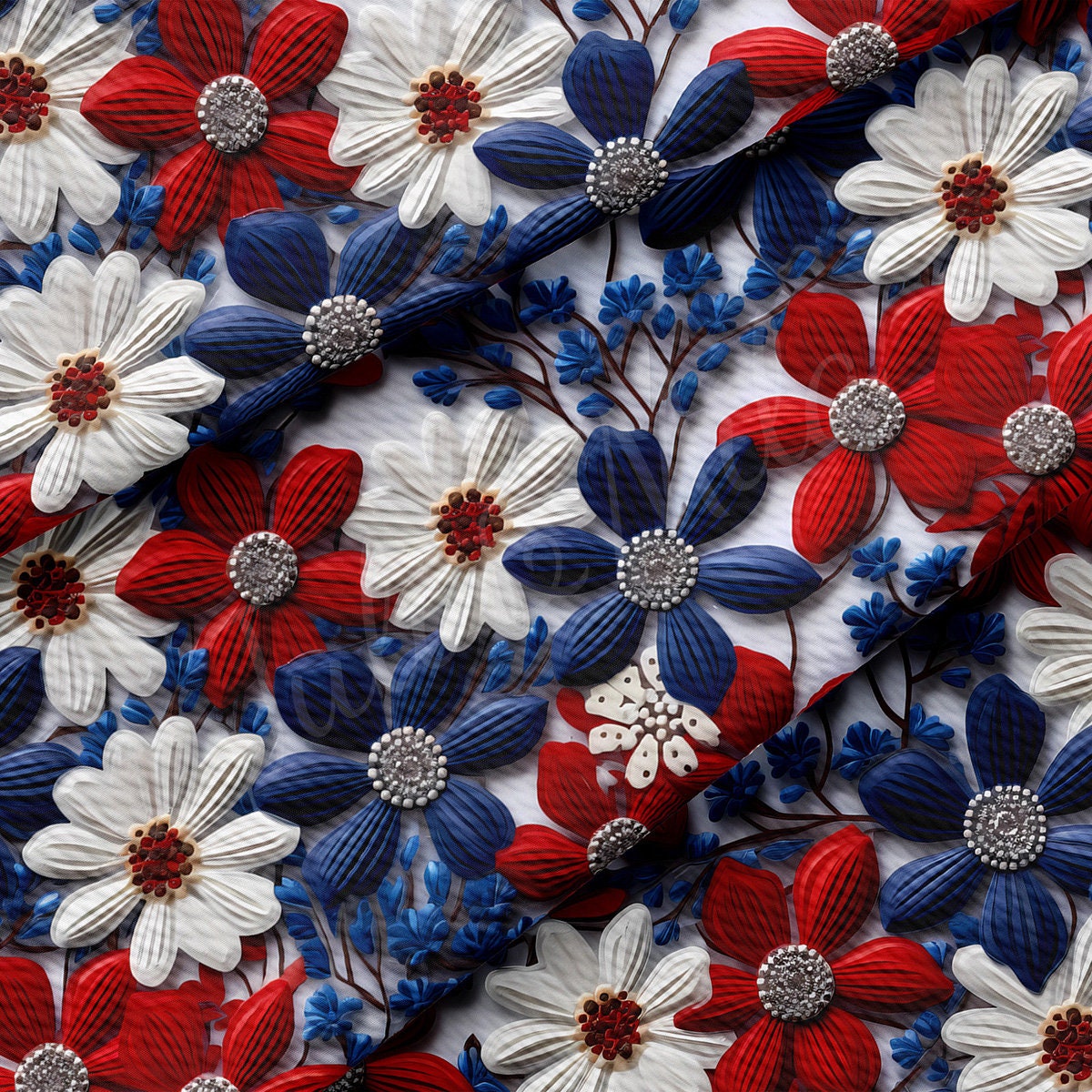 Embroidery Printed Liverpool Bullet Textured Fabric  AA1787