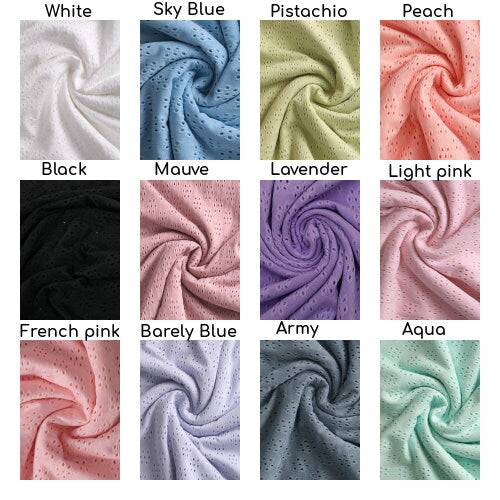 Eyelet Fabric by the yard, Floral Knit Eyelet Fabric, Eyelet Stretchy Fabric, Eyelet Polyester Spandex 60 inches wide