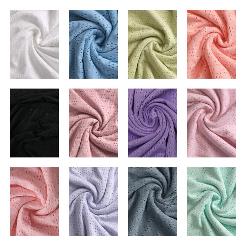 Eyelet Fabric by the yard, Floral Knit Eyelet Fabric, Eyelet Stretchy Fabric, Eyelet Polyester Spandex 60 inches wide
