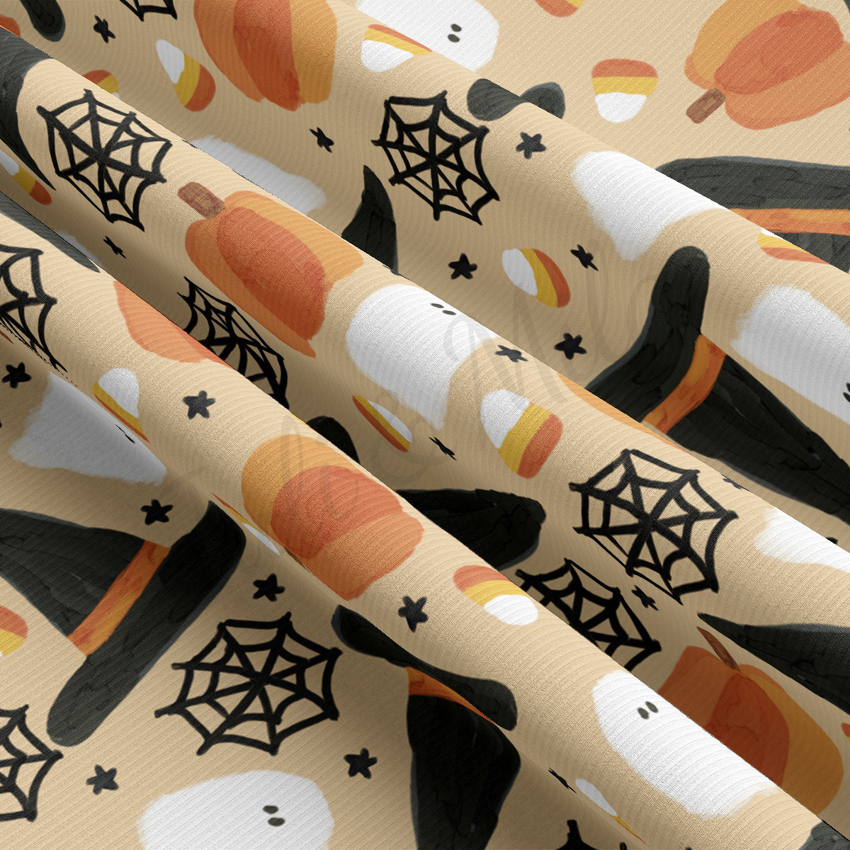 Autumn Fall Halloween Rib Knit Fabric RBK1829