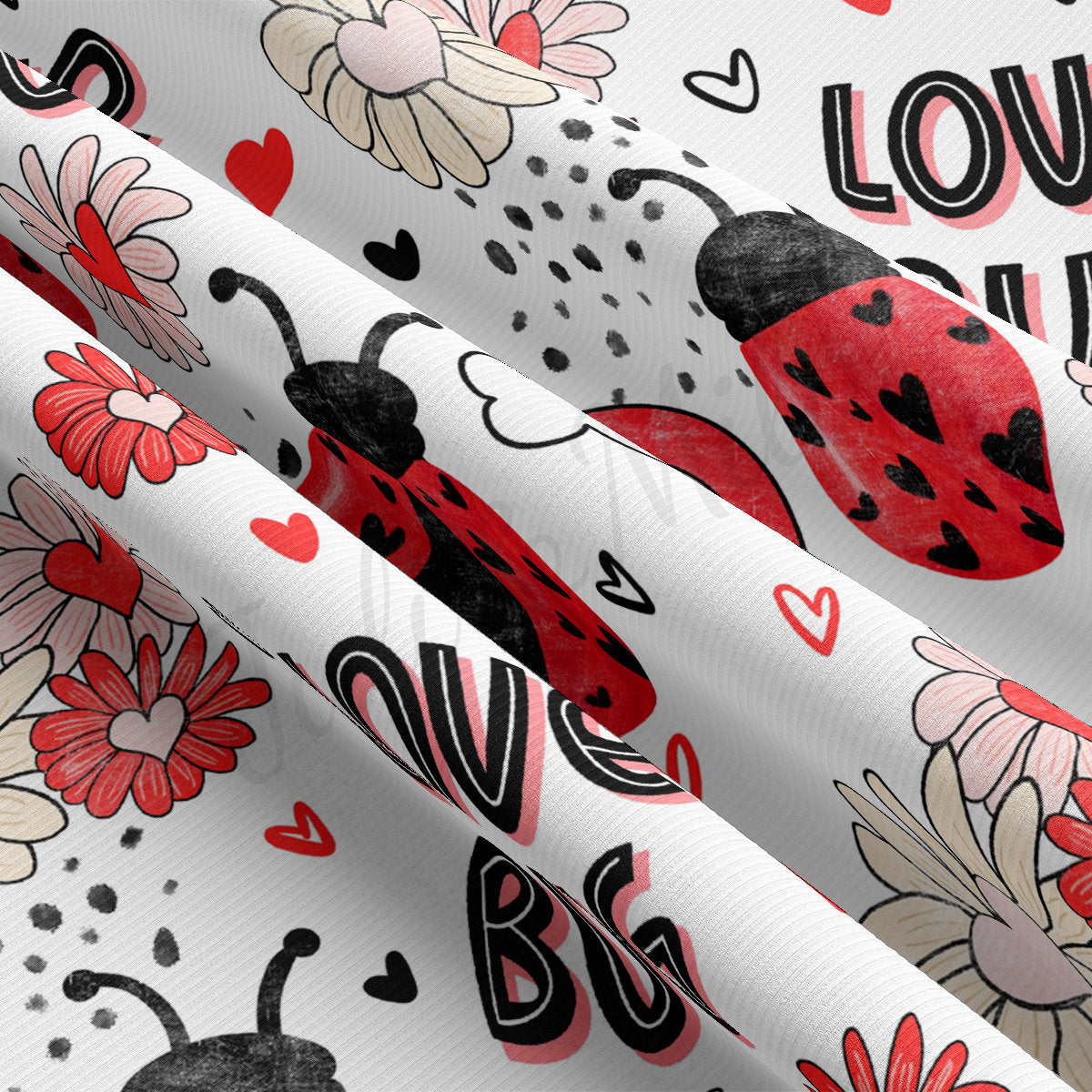 Love Bug Rib Knit Fabric RBK1833