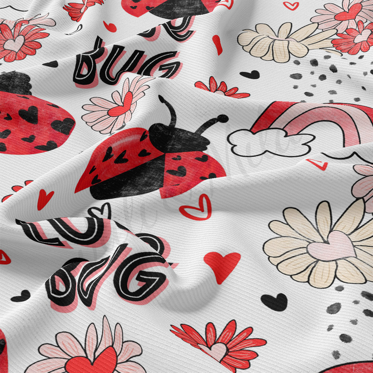 Love Bug Rib Knit Fabric RBK1833