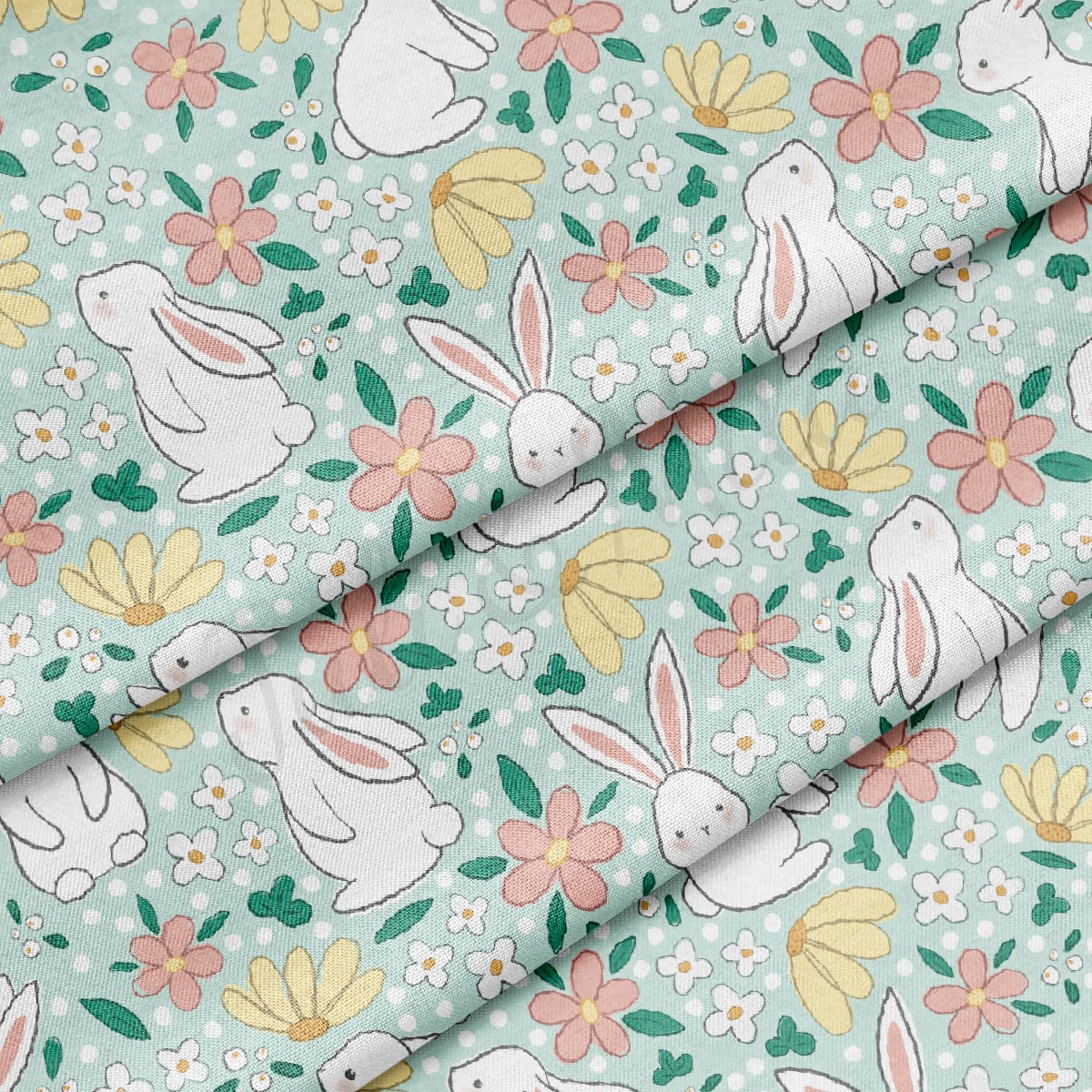 100% Cotton Fabric By the Yard Printed in USA Cotton Sateen -  Cotton СTN1891 bunnies