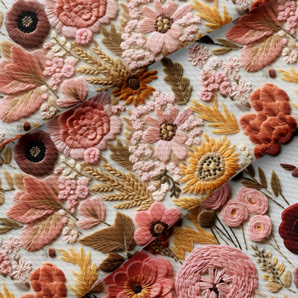 Floral Bullet Textured Fabric  AA1922 flowers Embroidery