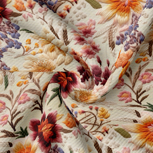 Floral Bullet Textured Fabric  AA1929 flowers Embroidery