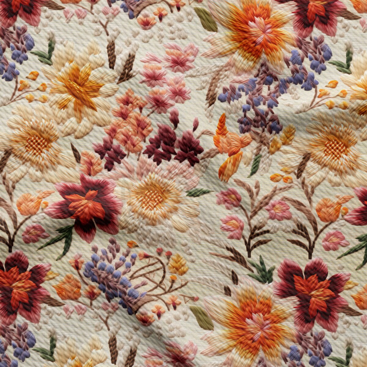 Floral Bullet Textured Fabric  AA1929 flowers Embroidery