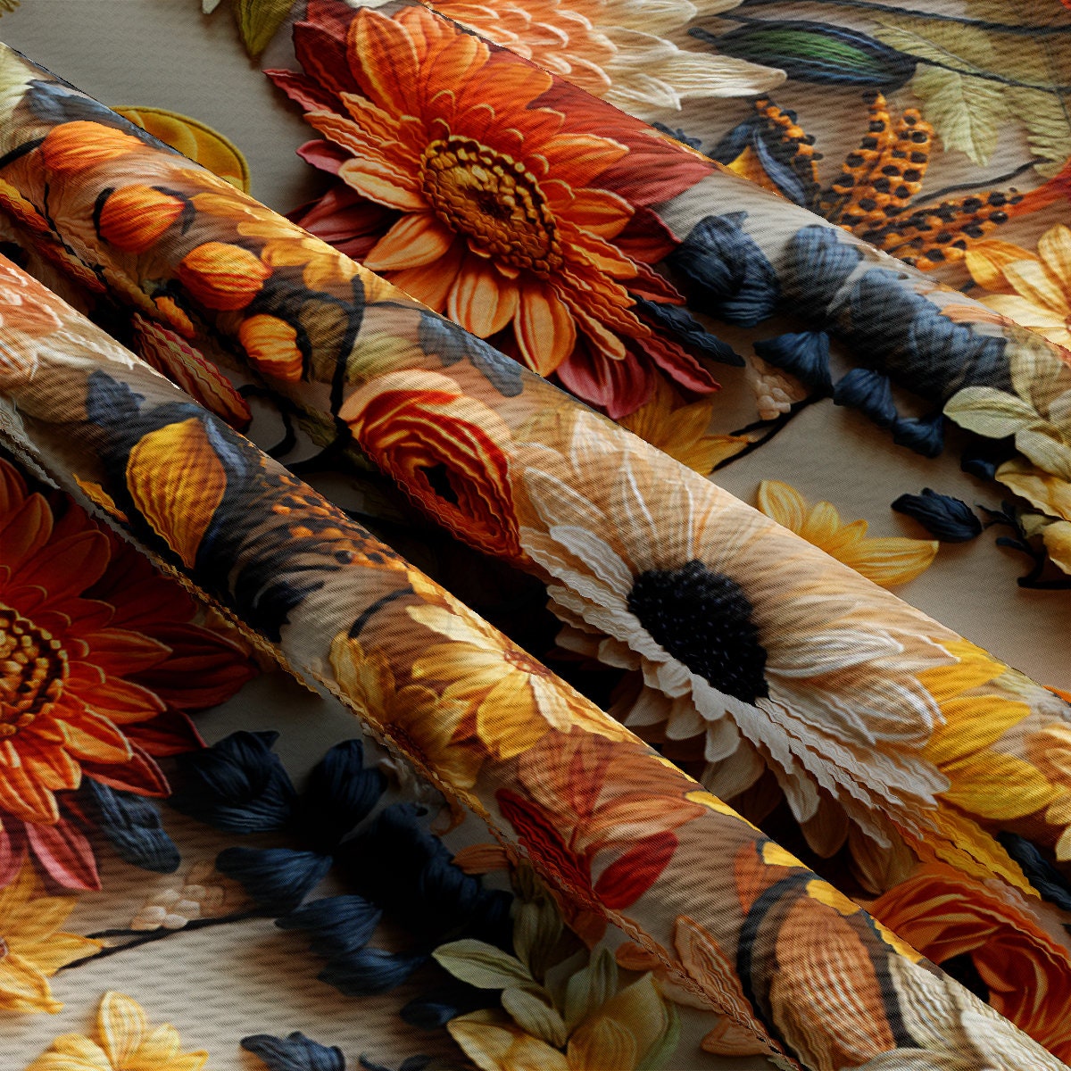 Bullet Textured Fabric  AA1917  flowers Embroidery