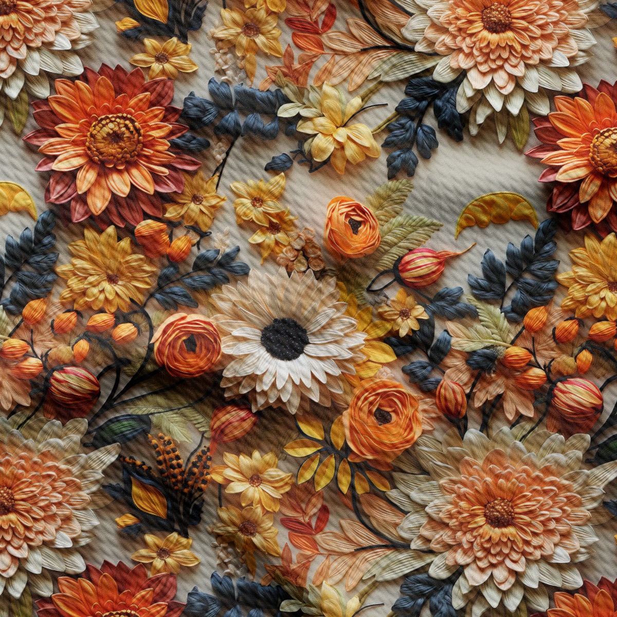 Bullet Textured Fabric  AA1917  flowers Embroidery