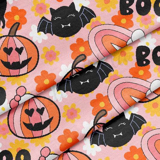 100% Cotton Fabric By the Yard Printed in USA Cotton Sateen - Cotton Halloween Fall Pumpkins СTN1865