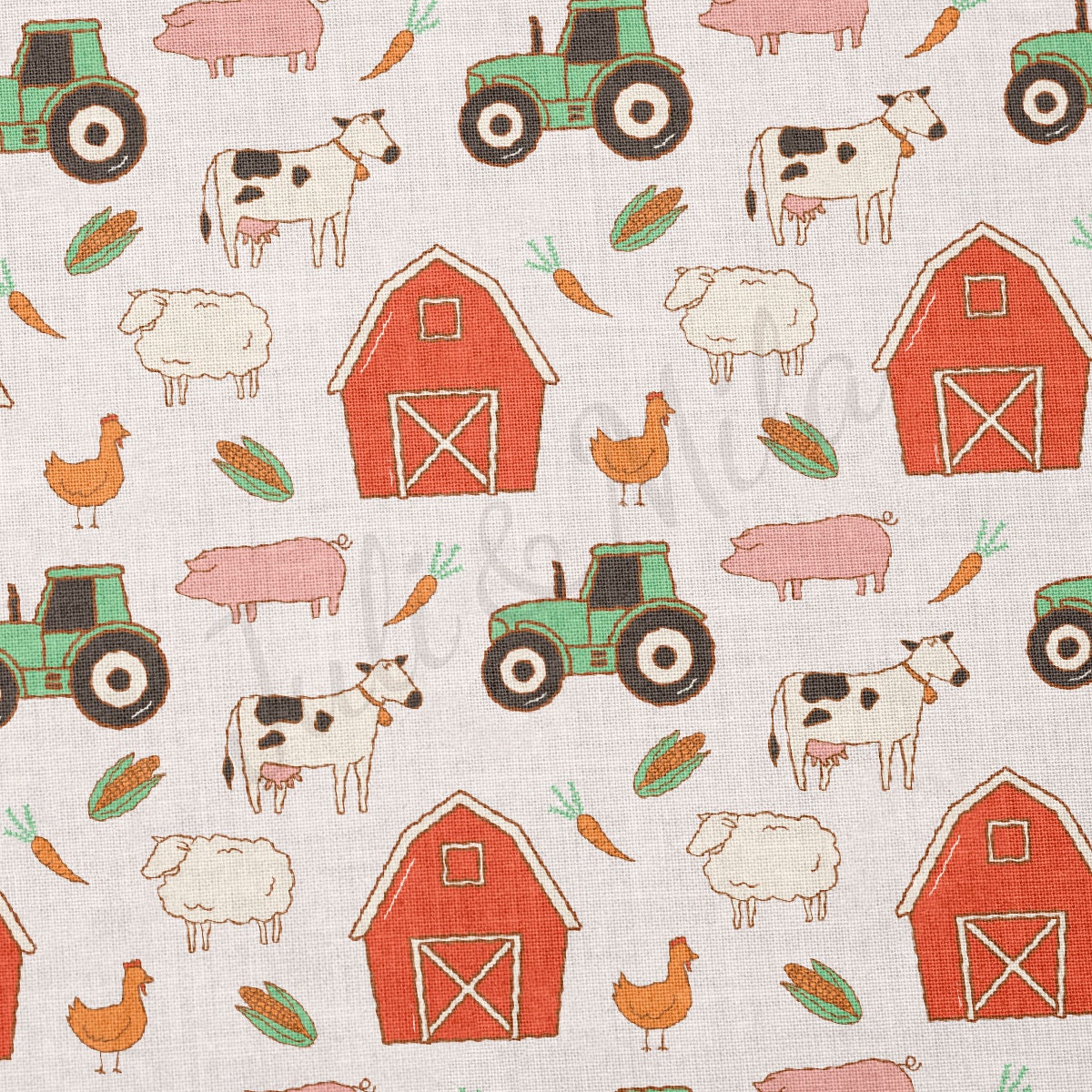 100% Cotton Fabric By the Yard Printed in USA Cotton Sateen -  Cotton СTN1854 farm